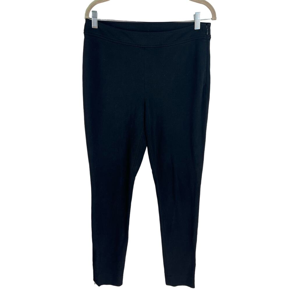St. John Skinny Leg Black Stretch Zip Hem Knit Pants 10